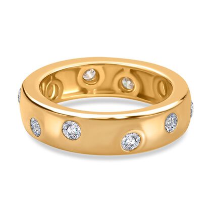 Moissanit Ring, 925 Silber Gelbgold Vermeil (Gr&ouml;&szlig;e 20.00) ca. 0.60 ct