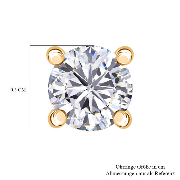 LUXURIANT SGL zertifizierte SI-GH Labor Diamant Ohrringe, 925 Silber 750 Gelbgold Vermeil - 1 ct. image number 5