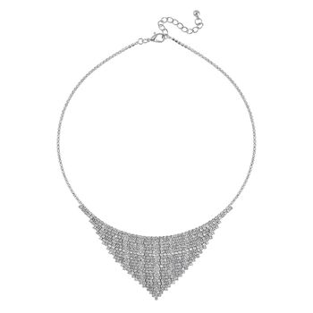 2er Set - Wei&szlig;er Kristall Ohrringe und Halskette Schmuckset, silberfarben