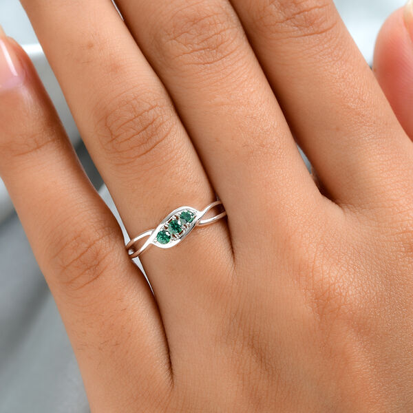 LUSTRO STELLA - feinster, grüner Zirkonia-Ring, 925 Silber image number 3