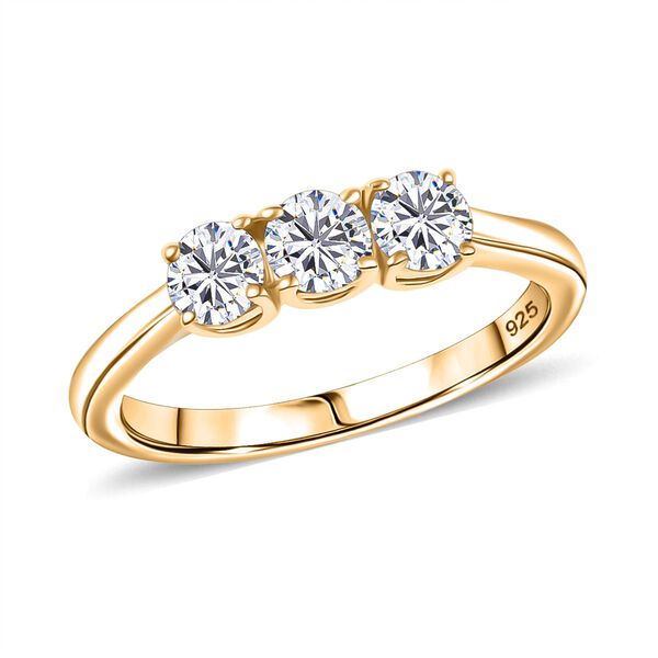 Moissanit Schmuckset, 925 Silber 750 Gelbgold Vermeil - 1,44 ct. image number 4