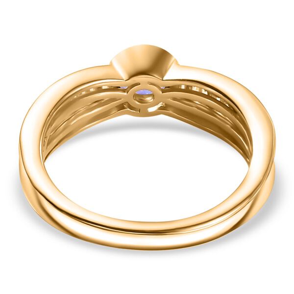 Tansanit, Wei&szlig;er Zirkon Ring 925 Silber 750 Gelbgold Vermeil (Gr&ouml;&szlig;e 19.00) ca. 0.82 ct image number 6