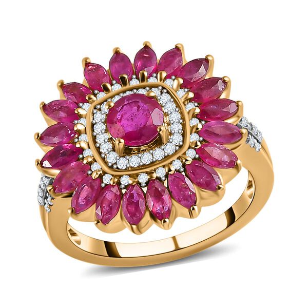 Afrikanischer Rubin (Fissure gefüllt) Ring, 925 Silber Gelbgold Vermeil, (Größe 19.00) ca. 3.44 ct image number 4