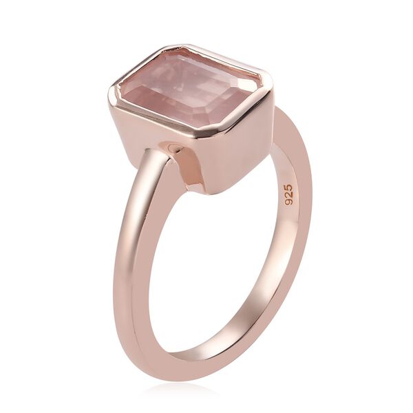 Rosa Quarz Solit&auml;r Ring 925 Silber Ros&eacute;gold image number 4