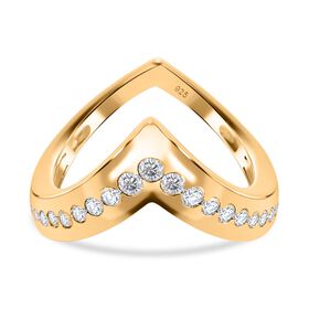 Moissanit Ring 925 Silber Gelbgold Vermeil (Größe 17.00) ca. 0,55 ct