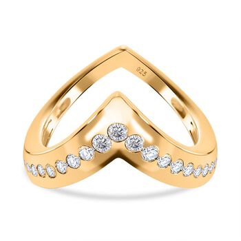 Moissanit Ring 925 Silber Gelbgold Vermeil (Gr&ouml;&szlig;e 17.00) ca. 0,55 ct