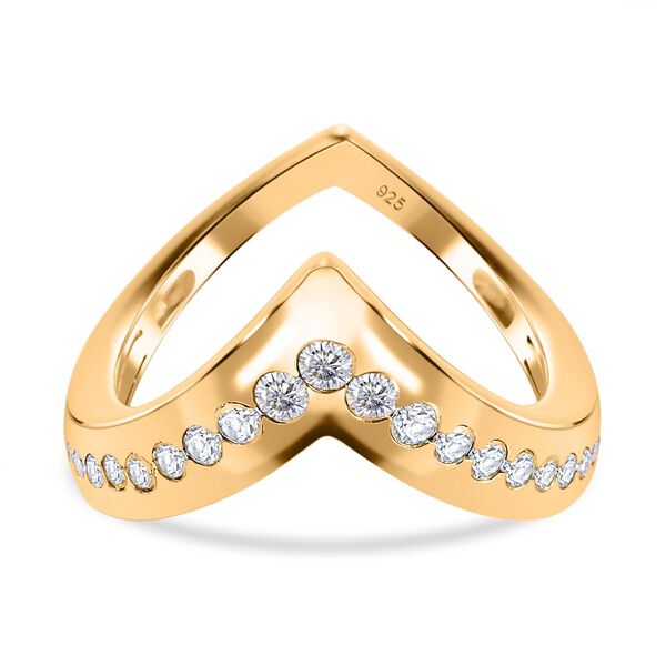 Moissanit Ring 925 Silber Gelbgold Vermeil (Gr&ouml;&szlig;e 17.00) ca. 0,55 ct