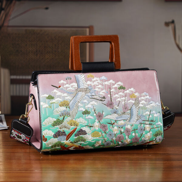 Florale Kunstprint Clutch-Crossbody-Tasche, 30 x 13 x 19 cm, Rosa image number 1