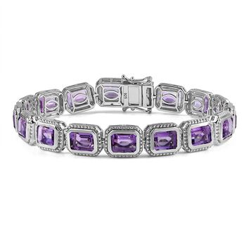 Zeitlose Art Kollektion - AA Rose De France Amethyst Armband, ca. 19 cm 925 Silber rhodiniert ca. 25.12 ct