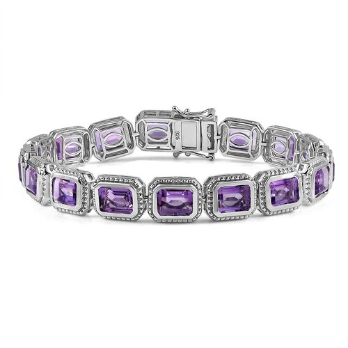 Zeitlose Art Kollektion - AA Rose De France Amethyst Armband, ca. 19 cm 925 Silber rhodiniert ca. 25.12 ct image number 0