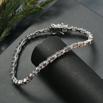 D'Joy AA Andalusit, Wei&szlig;er Zirkon Armband ca. 20 cm 925 Silber rhodiniert ca. 7,51 ct.