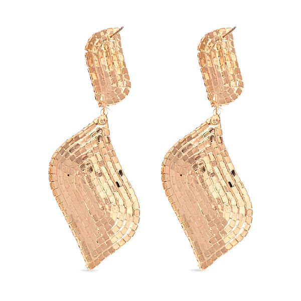 Blatt-Design Wei&szlig;e Kristall Chandelier Ohrringe, Nickelfreies Messing, goldfarben image number 3