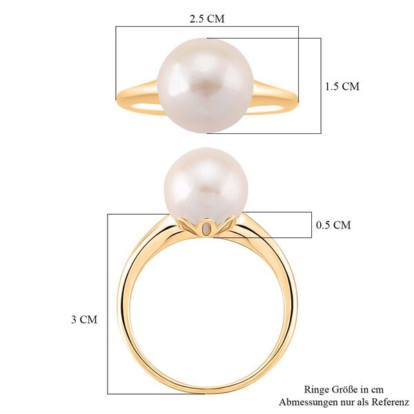 D'Joy Wei&szlig;e Edison Perle (12-13 mm) Ring 925 Silber vergoldet (Gr&ouml;&szlig;e 16.00) image number 7