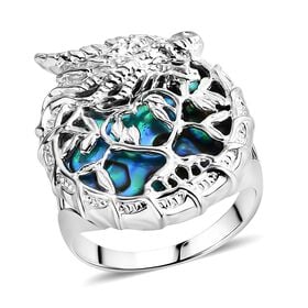 Royal Bali - Abalone Muschel Drachen mit Lebensbaum Ring 925 Silber (Größe 18.00)