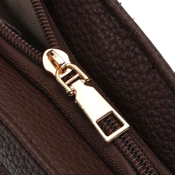 Elegante Umhängetasche aus feinem Lederimitat mit Mehrfachfächern, 24x27 cm, Cognacbraun image number 7