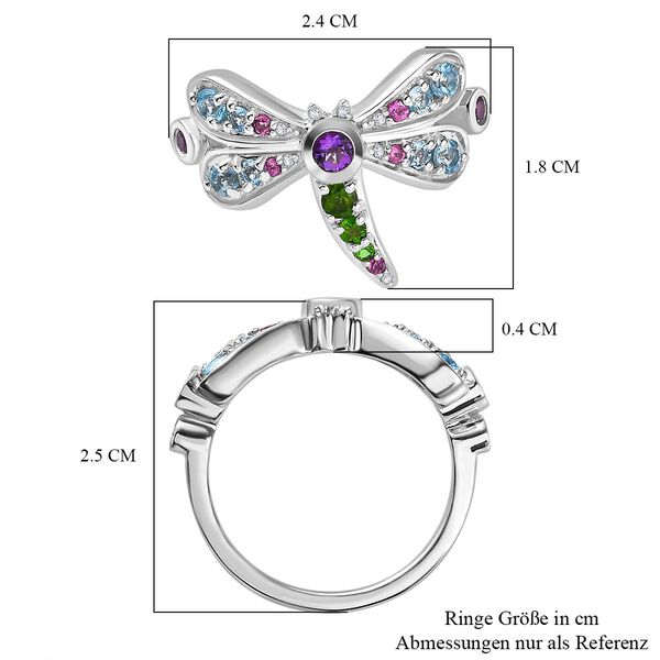 GP Trifono Kollektion- AA afrikanischer Amethyst, Schweizer Blautopas, Rhodolith Granat, Chromdiopsid, Zirkon und blauer Saphir-Ring - 0,99 ct. image number 7