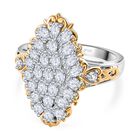 J Francis gefertigt mit SWAROVSKI Zirkonia Ring 925 Silber Rhodiniert und 750 Gelbgold Vermeil (Größe 21.00)