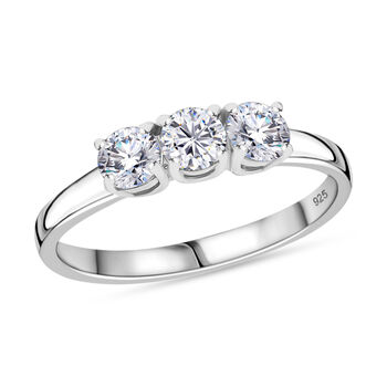 Moissanit Ring, 925 Silber platiniert - 0,68 ct.