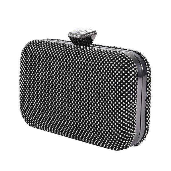 Moderne Clutch mit Kristallverzierung, Schwarz image number 7