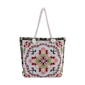 Jacquard gewebte Jute-Tasche, Suzani rot