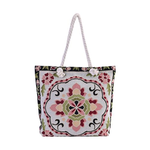 Jacquard gewebte Jute-Tasche, Suzani rot image number 0