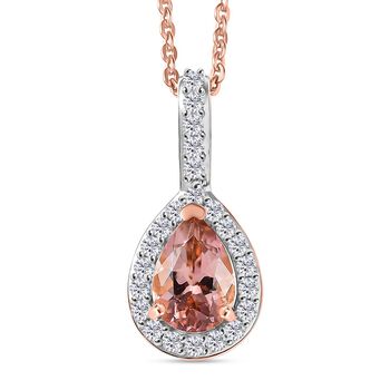 D'Joy AA Blush Turmalin und Zirkon Anh&auml;nger mit 50cm Kette - 1 ct.