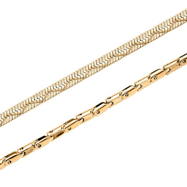 2er-Set Halsketten, Edelstahl, goldfarben, Gliederkette und Schlangenketten-Optik, ca. 50 + 5 cm image number 8