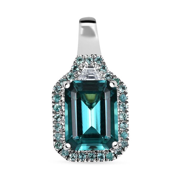 RHAPSODY AAAA Pirineu Lagoon Tourmaline, Paraiba Turmalin und VS-EF Diamant Anh&auml;nger mit 45cm Kette in 950 Platin - 4,98 ct.