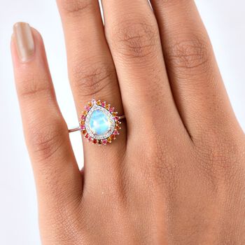 D'Joy AA Nat&uuml;rlicher, &auml;thiopischer Welo Opal, Mehrfarbig-Turmalin Ring 925 Silber rhodiniert (Gr&ouml;&szlig;e 17.00) ca. 1.74 ct