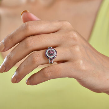 D'Joy AA Padparadscha Saphir und Zirkon Ring - 1,58 ct.