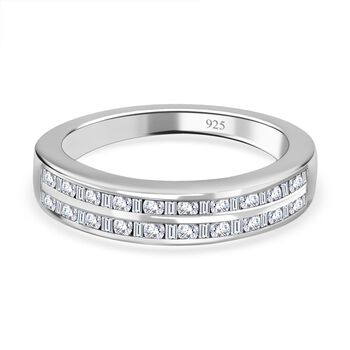 Wei&szlig;er Diamant Ring, 925 Silber platiniert (Gr&ouml;&szlig;e 17.00) ca. 0.50 ct