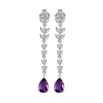 Marokkanische Amethyst und wei&szlig;e Topas-Ohrringe, 925 Silber platiniert ca. 6,80 ct