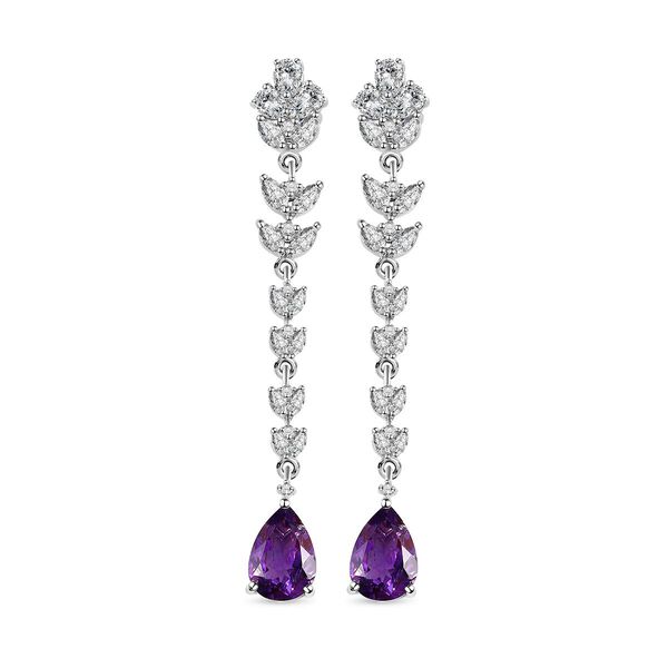 Marokkanische Amethyst und wei&szlig;e Topas-Ohrringe, 925 Silber platiniert ca. 6,80 ct