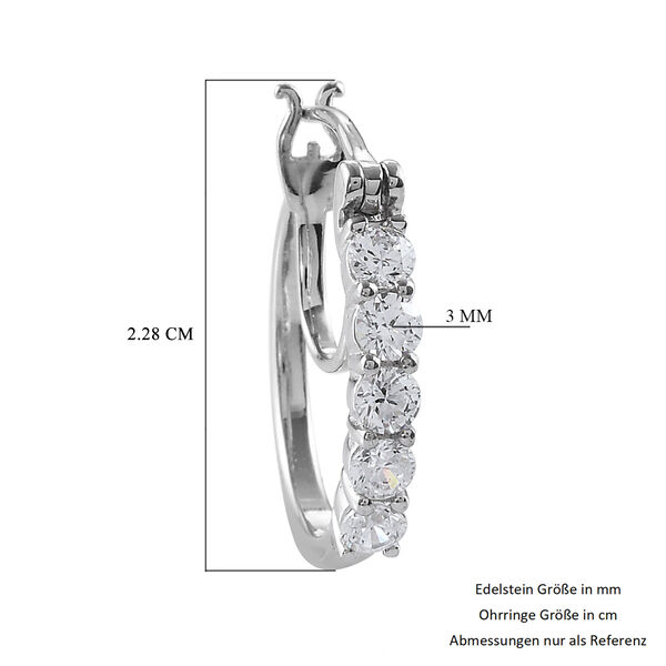 LUSTRO STELLA Hergestellt mit ZIRKONIA Creolen 925 Silber Platin-&Uuml;berzug image number 5