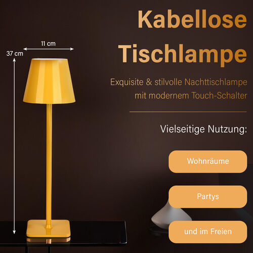 Kabellose Tischlampe mit Touch-Steuerung, gelb image number 1