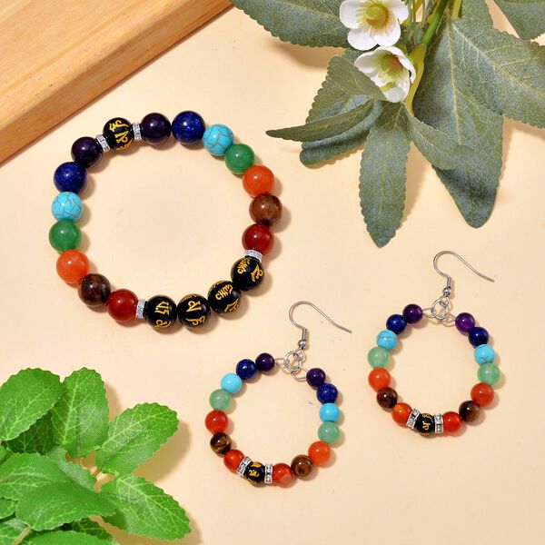 Mehrfarbig Edelsteine Schmuckset Reiner Edelstahl image number 2