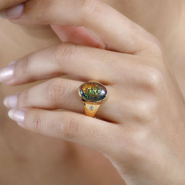 Labor schwarzer Opal und Zirkon Ring - 2,45 ct. image number 4