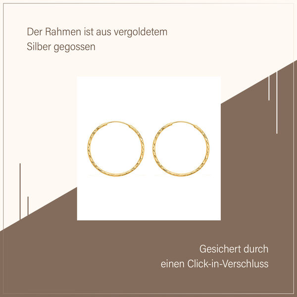 Glitter Diamantschliff Creolen in vergoldetem Silber image number 8