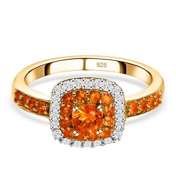 Salamanca Feueropal Ring, 925 Silber vergoldet (Gr&ouml;&szlig;e 17.00) ca. 0.67 ct