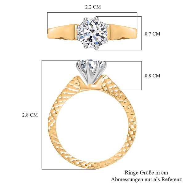 LUXURIANT DIAMOND -Lab Grown Diamant SI-GH Ring 925 Silber Rhodiniert und 750 Gelbgold Vermeil (Größe 19.00) (10-15 Werktage Lieferzeit) ca. 1.00 ct image number 7