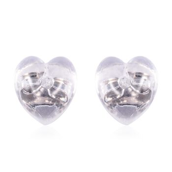 9 Paar Ohrstopper Set Herz, 925 Silber Kern mit Silikon, Mix rhodiniert vergoldet ros&eacute;vergoldet