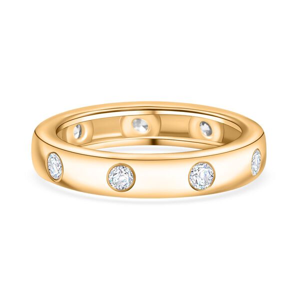 J Francis gefertigt mit SWAROVSKI- Swarovski Zirkonia Bandring, 925 Silber 750 Gelbgold Vermeil