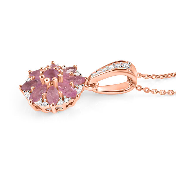D'Joy Ilakaka Rosa Saphir (Fissure gef&uuml;llt) Schmuckset ca. 50 cm 925 Silber 750 Ros&eacute;gold vermeil ca. 2.10 ct image number 3