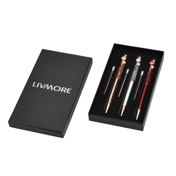 LIVMORE 3er-Set Kugelschreiber mit 3 blauen Tinten und Geschenkbox, Wei&szlig;, rot und gold, 14x1cm image number 5