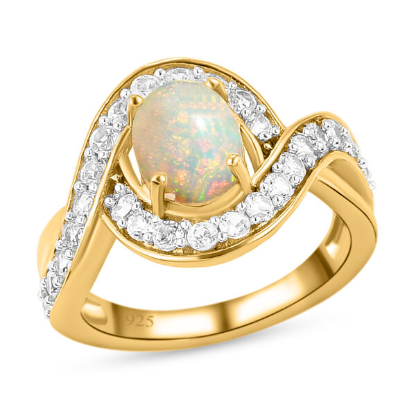 Nat&uuml;rlicher, &auml;thiopischer Opal und wei&szlig;er Zirkon-Ring, 925 Silber   ca. 1,71 ct image number 4