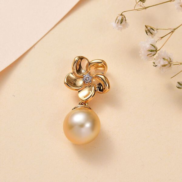 AA goldener Südseeperle und Zirkon Anhänger image number 4
