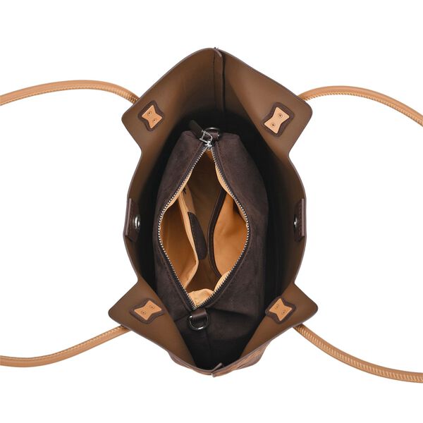 2er-Set Echtleder-Taschen, Shopper und Umh&auml;ngetasche mit trendigem Leopardenmuster, Dunkelbraun image number 10