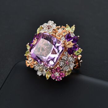 GP Italienische Garten Kollektion - AAA Rose De France Amethyst, Afrikanischer Amethyst Ring 925 Silber 750 Ros&eacute;gold Vermeil (Gr&ouml;&szlig;e 20.00) ca. 17.45 ct
