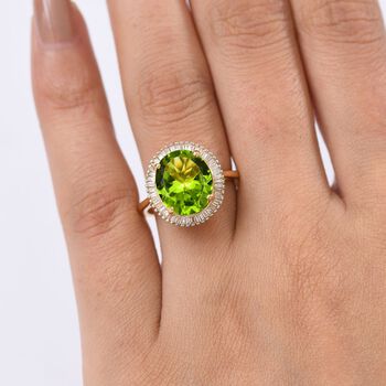 D'Joy AAA Peridot und Diamant Ring - 5,43 ct.