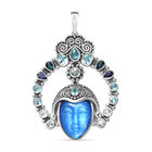 Sajen Silber - Göttin Aquamarin, Amethyst, Schweizer Blautopas, London Blautopas Anhänger 925 Silber rhodiniert ca. 28.68 ct